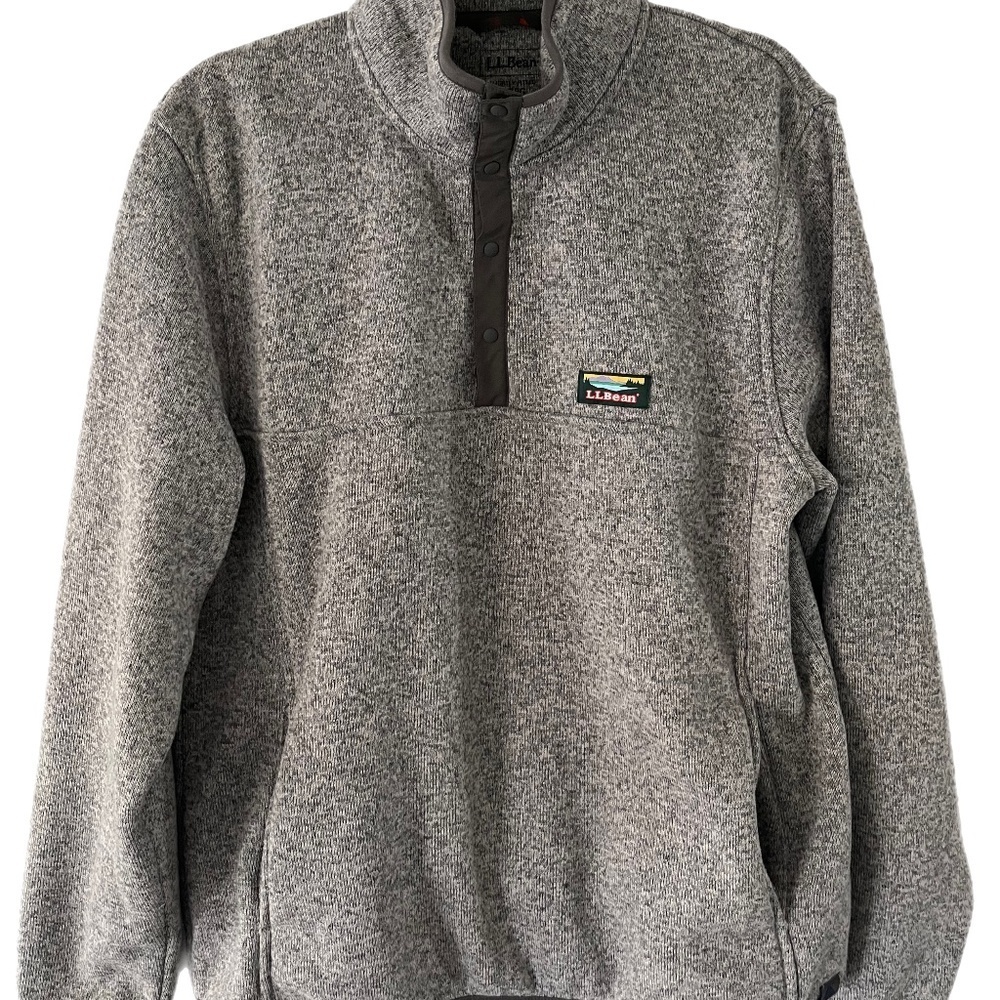 Men’s L.L. Bean Outwear  Fleece Pullover  Logo Snap Front Size L